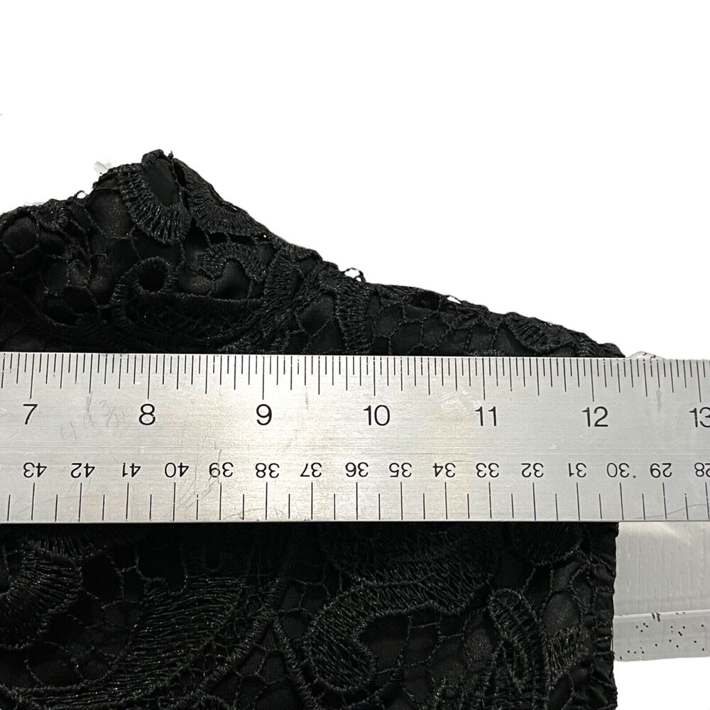 Adrienne Vittadini Blouse Women Black Lace w/ Lining Mock Neck Sleeveless SZ 10 - Picture 8 of 16